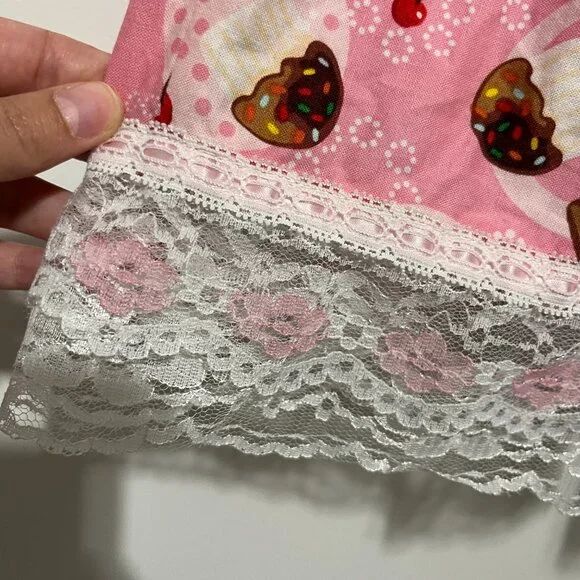 Handmade Womens Puff Sleeve Cupcake Dress S Pink Kawaii Coquette Harajuku Kitsch - Picture 4 of 6